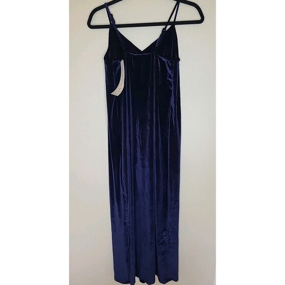Maternity Dress Womens Size Sm Navy Velvet Spaghetti Straps V-neck Maxi Stretchy - Picture 2 of 9